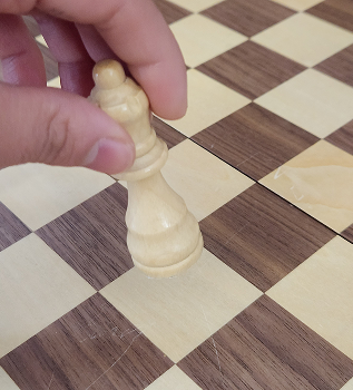 Chess piece interacting with chess board 